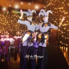 Black and Gold Venetian Harlequin Masquerade Stiltwalkers